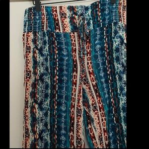 Multi color tribal print flowy pants